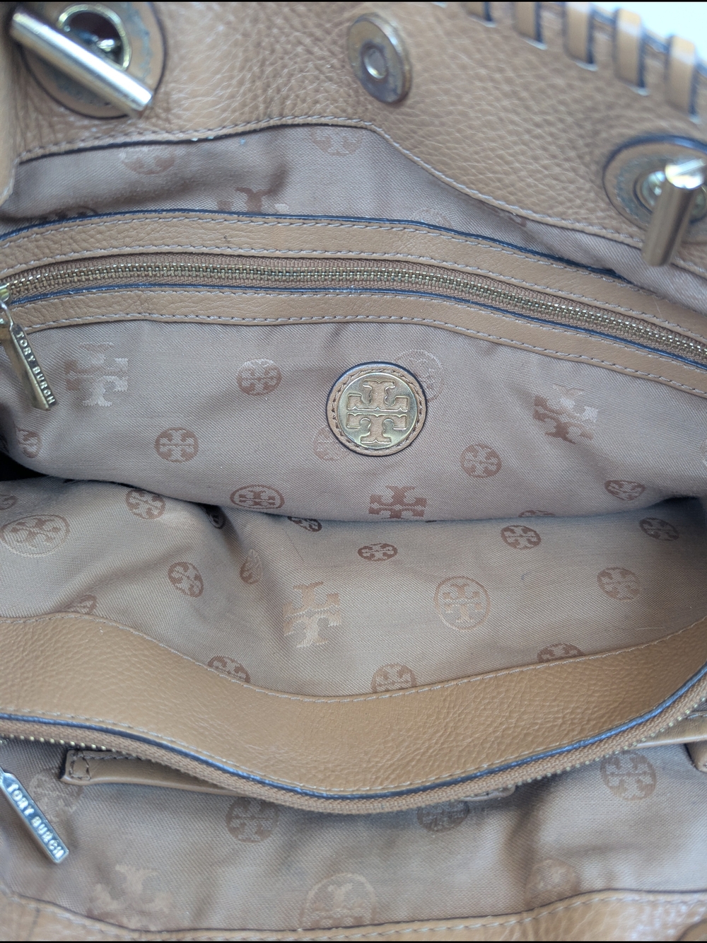 Tory Burch Brown Leather Whipstitch Tote - Picture 12 of 14